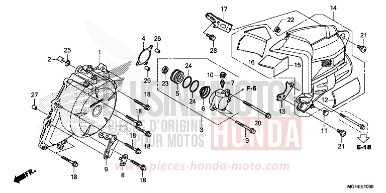 A.C. GENERATOR COVER for VFR1200X Dual Clutch MAT PEARL GLARE WHITE (NHB54) from 2014